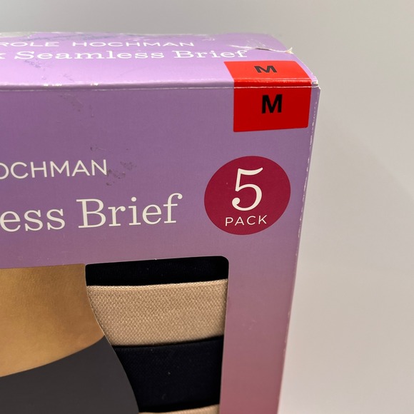 Carole Hochman Women's Seamless Brief 5-Pack Full Coverage, Black/Beige, Size M - Picture 3 of 8